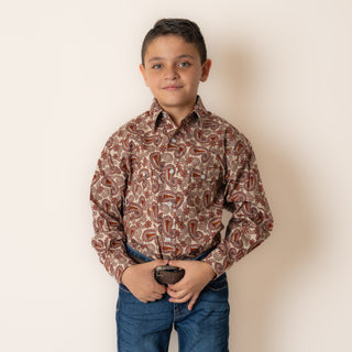 Camisa Rock & Roll Denim Paisley Orange Niño