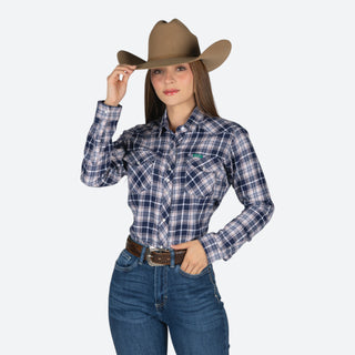 Camisa Wrangler Cuadros Marino Dama