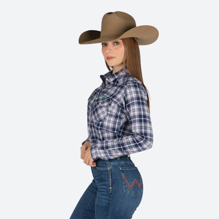 Camisa Wrangler Cuadros Marino Dama