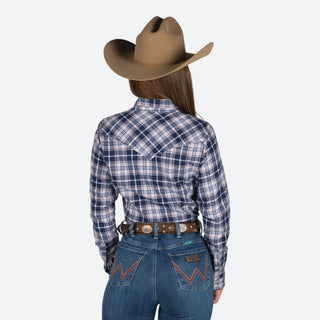 Camisa Wrangler Cuadros Marino Dama