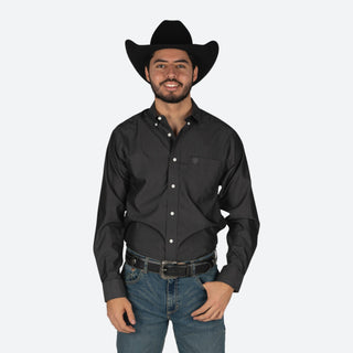 Camisa Ariat WF Solid Pinpoint Oxford LS Shrt Black Caballero