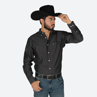 Camisa Ariat WF Solid Pinpoint Oxford LS Shrt Black Caballero
