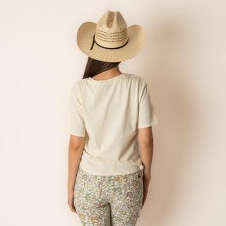 Blusa Rock & Roll Denim Star Applique Beige Dama