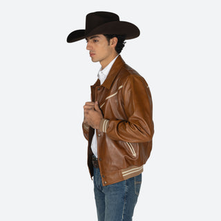 Chamarra Erick Cordova Oziel Piel Cogñac Caballero