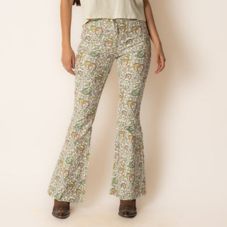 Jeans Rock & Roll Denim Doble Vista Beige Floral Dama