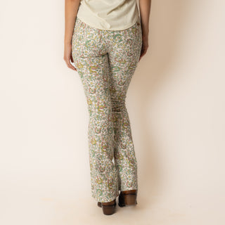 Jeans Rock & Roll Denim Doble Vista Beige Floral Dama