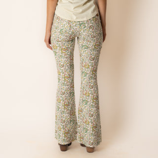 Jeans Rock & Roll Denim Doble Vista Beige Floral Dama