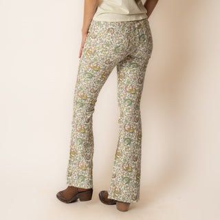 Jeans Rock & Roll Denim Doble Vista Beige Floral Dama