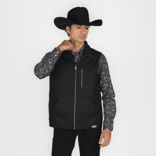 Chaleco Panhandle Plaid Lined Black Caballero