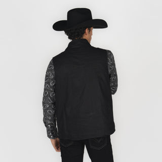 Chaleco Panhandle Plaid Lined Black Caballero
