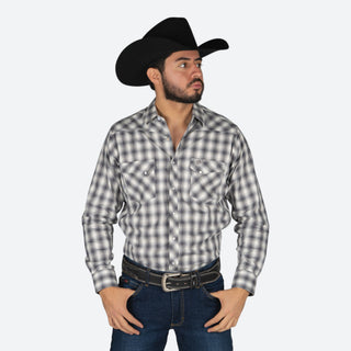 Camisa Wrangler Cuadros Gris Caballero