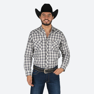 Camisa Wrangler Cuadros Gris Caballero