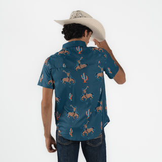 Camisa Rock & Roll Denim Bronco Teal Caballero