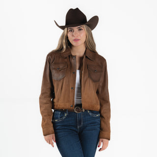 Chamarra Cuadra Borrego Café Dama