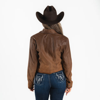 Chamarra Cuadra Borrego Café Dama