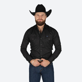 Camisa Wrangler Liso Negro Caballero