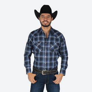 Camisa Wrangler Cuadros Marino Caballero