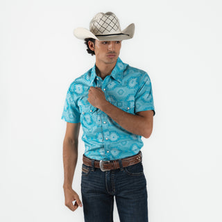 Camisa Rock & Roll Denim Aztec Turquoise Caballero