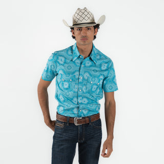 Camisa Rock & Roll Denim Aztec Turquoise Caballero