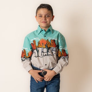Camisa Panhandle Aztec Navy Niño