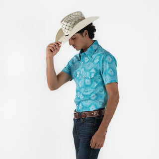 Camisa Rock & Roll Denim Aztec Turquoise Caballero