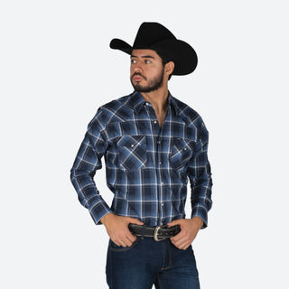 Camisa Wrangler Cuadros Marino Caballero