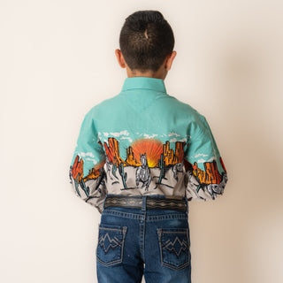 Camisa Panhandle Aztec Navy Niño