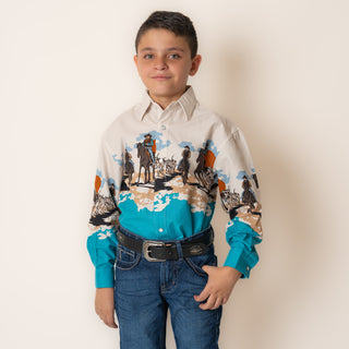 Camisa Panhandle Bright Turquoise Niño