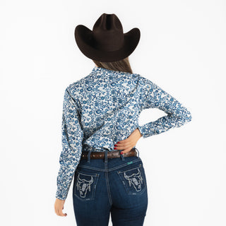 Camisa Wrangler Flor Azul Dama