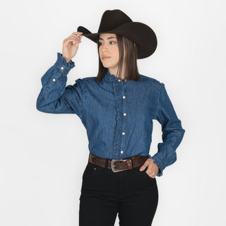 Camisa Ariat Ingalls Top Medium Blue Dama