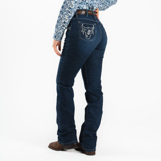 Jeans Wrangler High Rise Cráneo Marino Dama