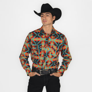 Camisa Rock & Roll Denim Aztec Orange Caballero