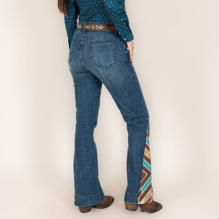 Jeans Rock & Roll Denim Patched Leather Insert Dama