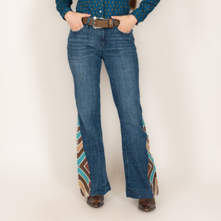 Jeans Rock & Roll Denim Patched Leather Insert Dama