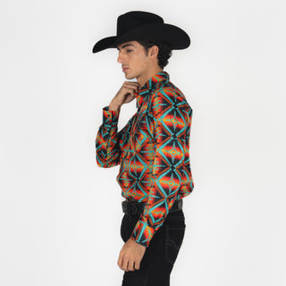 Camisa Rock & Roll Denim Aztec Orange Caballero