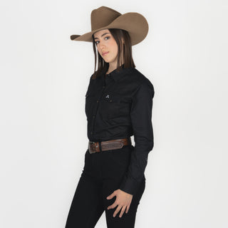 Camisa Denver Liso Negro Dama