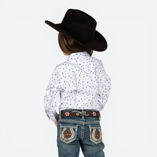 Camisa Rodeo Estampado Azul Niña