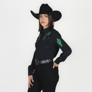 Camisa Rock & Roll Denim Retro Black Dama