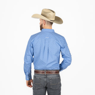 Camisa Ariat Team Potter FTD LS Shrt Blue White Caballero