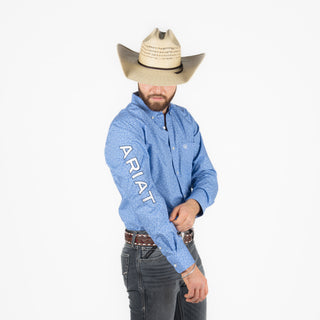Camisa Ariat Team Potter FTD LS Shrt Blue White Caballero
