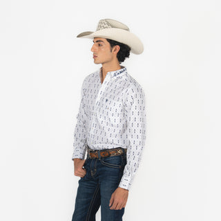 Camisa Ariat White-Blue Caballero