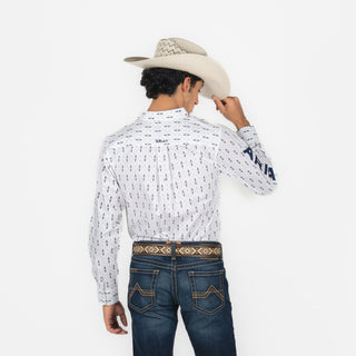 Camisa Ariat White-Blue Caballero