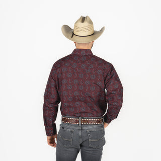 Camisa Rodeo Estampado Vino Caballero