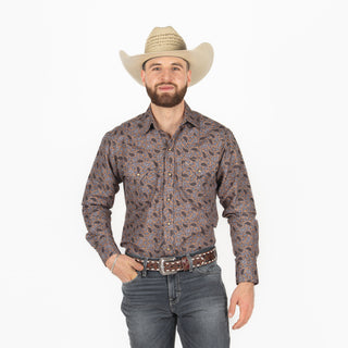 Camisa Rodeo Estampado Café Caballero
