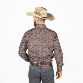 Camisa Rodeo Estampado Café Caballero