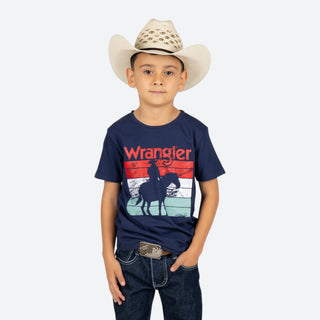 Playera Wrangler Logo Azul Niño