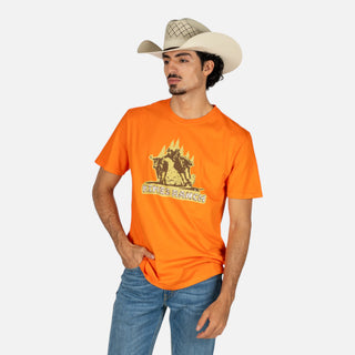 Playera Kimes Ranch Lucky B Bull Dogger Vintage Orenge Caballero