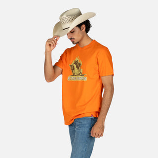 Playera Kimes Ranch Lucky B Bull Dogger Vintage Orenge Caballero