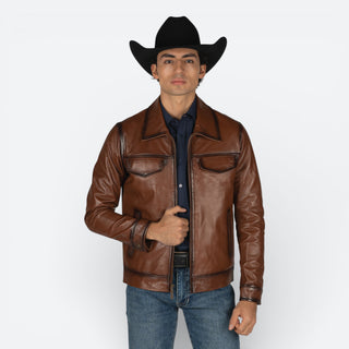 Chamarra Erick Cordova Florencia Piel Café Caballero