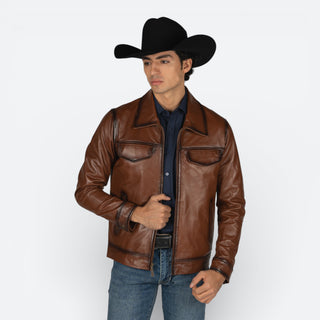 Chamarra Erick Cordova Florencia Piel Café Caballero